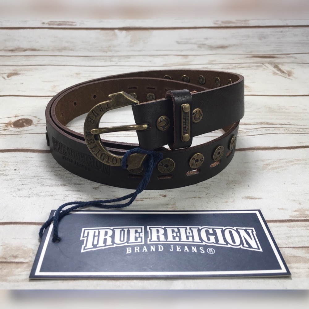 True Religion Jeans Brown Leather Western Belt